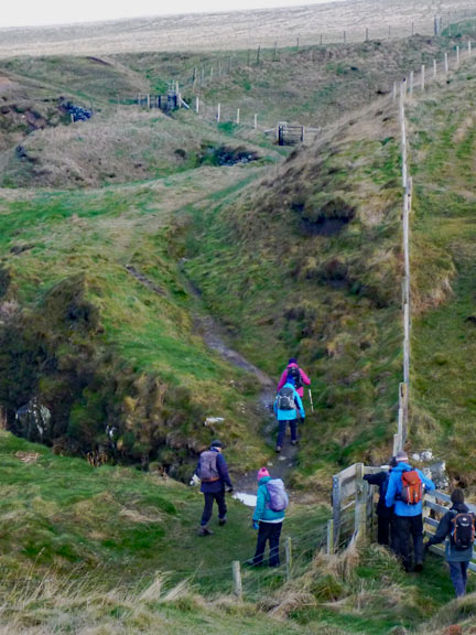 2.Porthor to Porth Gwylan
15/12/19. Negotiating a ravine in line with the north end of Porth Oer.
Keywords: Dec19 Sunday Mary Evans