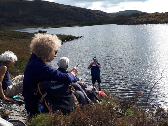 5.Rhinog Fawr
8/9/19. Tea time, of course! By the banks of Llyn Gloyw Photo: Judith Thomas.
Keywords: Sep19 Sunday Noel Davey