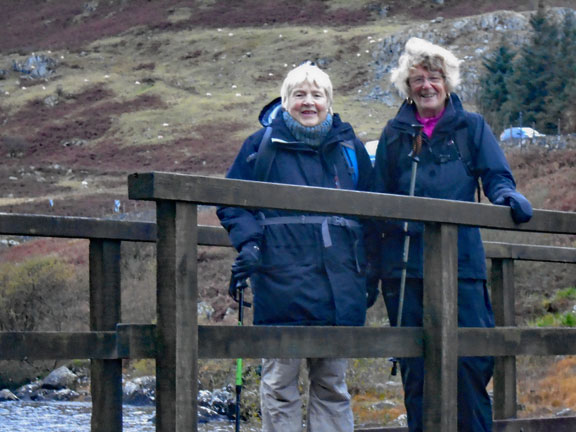 1.Capel Curig - Ty-hyll circular. 'B' walk.
3/11/19. Crossing to the South side of Afon Llugwy at Plas y Brenin after 20 minutes walking. Photo: Dafydd Williams.
Keywords: Nov19 Sunday Dafydd Williams