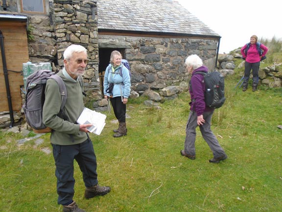 7.Garndolbenmaen Circular
18/10/20. A brief stop at Cae Amos on the edge of Cwm Pennant to learn about its history. Photo: Dafydd Williams.
Keywords: Oct20 Sunday Kath Spencer