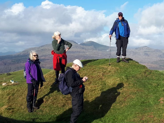 4.Llyn Trawsfynydd-Tomen y Mur  
22/11/20. Top of the Tomen with the Moelwyns in the background. Photo: Judith Thomas.
Keywords: Nov20 Sunday Dafydd Williams