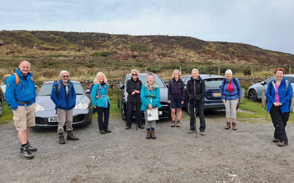 1.Mynydd Carnguwch Circuit
12/9/21 Setting off from the car park at Mount Pleasant.  Photo: Judith Thomas.
Keywords: Sep21 Thursday Kath Mair