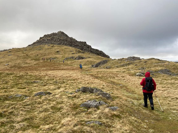 4.Cwm Llefith-Moel yr Ogof-Moel Lefn-Cwm Pennant
28/11/21. Final approach to Moel Lefn. It was blowing quite a gale at this stage. Photo: Anet Thomas.
Keywords: Nov21 Sunday Eryl Thomas