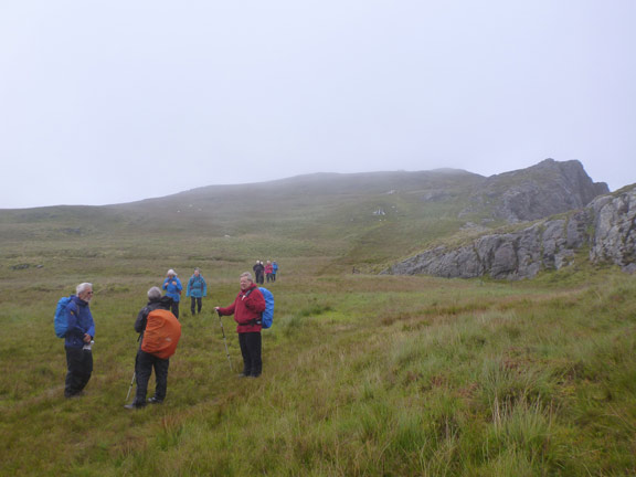 4.Moelwynion
15/8/21. The two groups meet. below Moel-y-hydd. 'B's to go up and 'A's as they come down. 
Keywords: Aug21 Sunday Noel Davey Hugh Evans