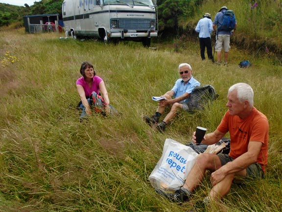 3.Mynydd Cilan
8/7/21.  Morning tea/coffee break. Photo: Dafydd Williams.
Keywords: Jul21 Thursday Annie Michael Jean Norton