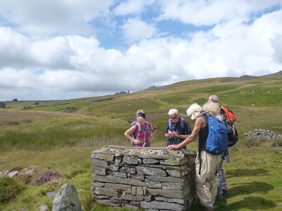 5.Mynydd Mawr
1/8/21. Mynydd Mawr completed and we have just passed llyn Ffynhonnau. A visitor display is showing details of the history of the area.
Keywords: Aug21 Sunday Eryl Thomas