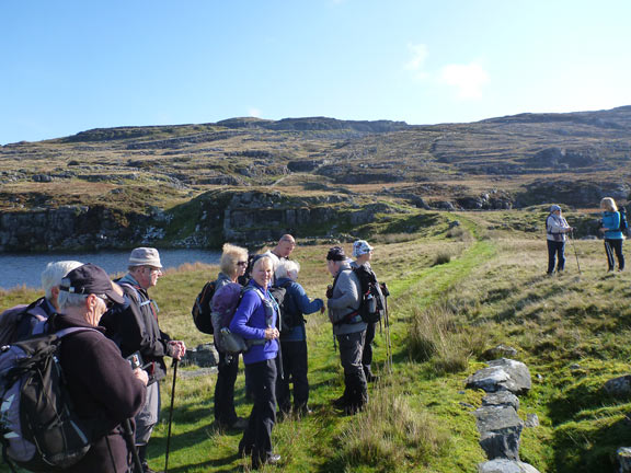 3.Moel Ysgyfarnogod & Foel Penolau 
10/10/21. Alongside Llyn Eiddew-bach. Now we start to climb.
Keywords: Oct21 Sunday Gareth Hughes