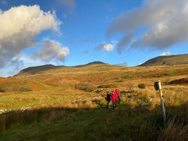 7.Cwm Llefith-Moel yr Ogof-Moel Lefn-Cwm Pennant
28/11/21. Close to Brithdir-mawr and the end of the walk.  In the background L-R: Moel Lefn Moel y Ogof and Moel Hebog. Photo: Anet Thomas.
Keywords: Nov21 Sunday Eryl Thomas