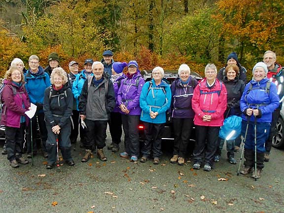 1.Coed y Brenin
10/11/22. Pre-walk team photograph in the carpark at Ganllwyd. Photo: Dafydd Williams.
Keywords: Nov22 Thursday Noel Davey Nick White