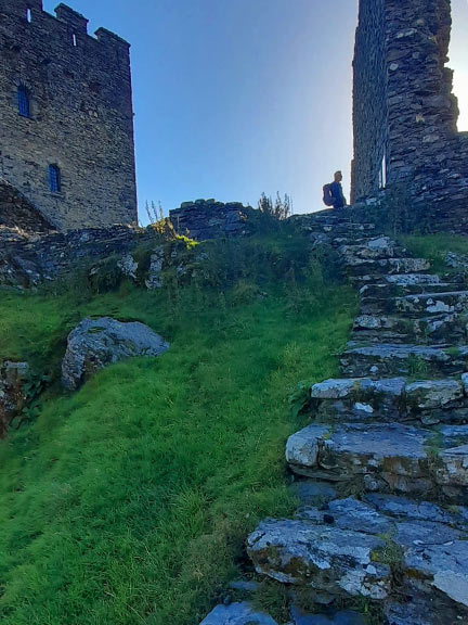 7.Dolwyddelan-Cwm Penamnen-Castle
13/10/22.  The main steps up to the castle. Photo: Judith Thomas.
Keywords: Oct22 Thursday Dafydd Williams