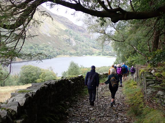 4.Llyn Gwynant
29/9/22. The path down from the forestry with Llyn Gwynant in sight. The site of the next photograph, on the far side of Llyn Glaslyn is hidden behind the branches and twigs on the extreme left of this photograph.
Keywords: Sep22 Thursday Annie Michael Jean Norton