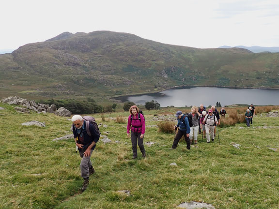 2.Moel Hebog
11/09/22. On our way up. Just over one mile covered. Moel-ddu in the background. The level of water in the reservoir down a bit. 
Keywords: Sep22 Sunday Noel Davey