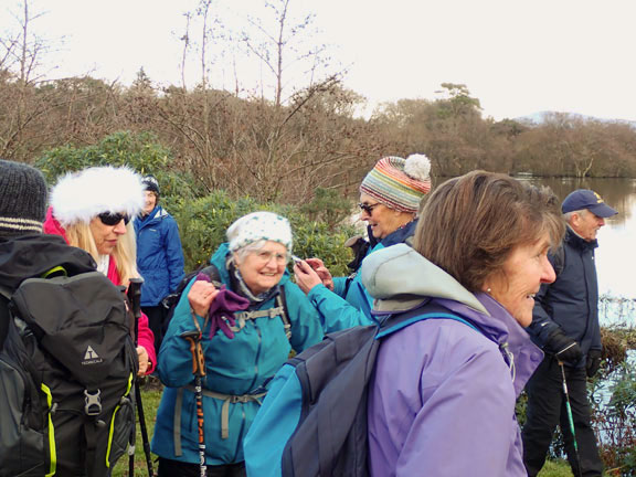 4.Llwybrau- Y Ffor- Paths
8/12/22. Following a lunch with views over Llyn Glasfryn we get back to a solid bit of tarmac. Llyn Glasfryn in the background.
Keywords: Dec22 Thursday Kath Mair