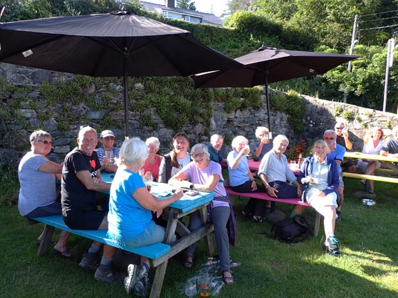 7. Celebratory Snowdon Walk 
7/8/22. Celebrating at the Cwellyn Arms at Rhyd Ddu.
Keywords: Aug22 Sunday Dafydd Williams