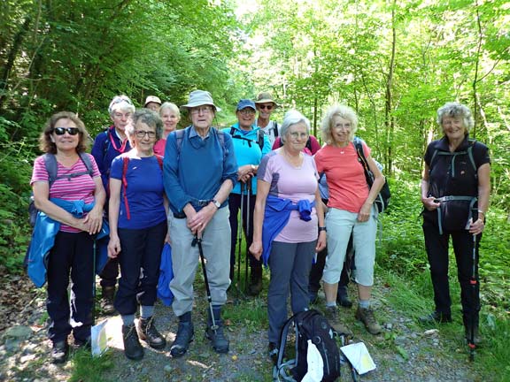 1.Capel Garmon
25/05/23. Posing for the team shot about 1 mile from the start on a forestry track in Coed-y-Celyn.
Keywords: May23 Thursday Annie Andrew Jean Norton