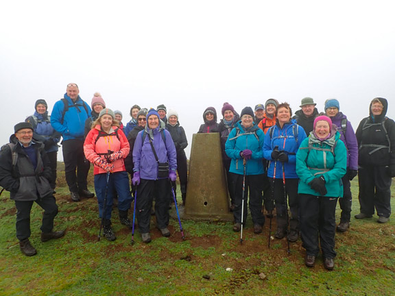1.Cilan
16/2/23. Gathering around the trig point close to Trwyn Carreg-y-tir.
Keywords: Feb23 Thursday Ann Jones