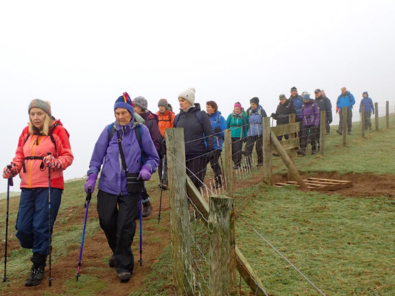 3.Cilan
16/2/23. The group approaching Trwy Lech-y-doll.
Keywords: Feb23 Thursday Ann Jones