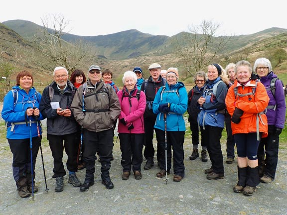 1.Cwm Pennant
27/04/23.Ready to start off from the car park at Beudy'r Ddol. The mountains at the end of the cwm in the background.
Keywords: Apr23 Thursday Annie Andrews