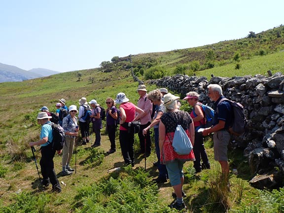 4.Cwm-y-Glo
8/6/23. The site for lunch on the side of Garreg Lefain. Very close to hut circles, burnt mounds and standing stones had we realised it.
Keywords: Jun23 Thursday Elsbeth Gwynne