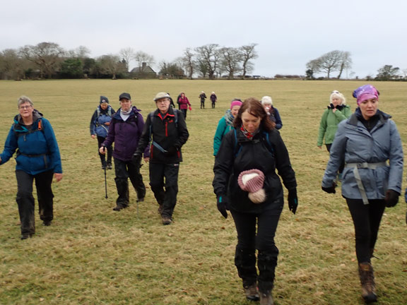 7.Eifionydd Circular
29/1/23. Close to home. Walking across the field from the Gwynfryn Plas Hotel (seen in the background). 
Keywords: Jan23 Sunday Kath Spencer