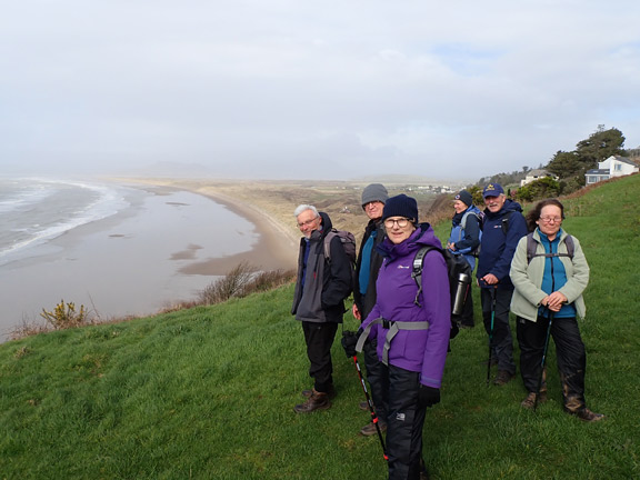 2.Harlech-Llanfair-isaf circular
23/3/23. Preparing to descend, Over the railway line and on to the beach 
Keywords: Mar23 Thursday Hugh Evans