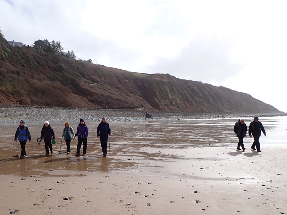 3.Harlech-Llanfair-isaf circular
23/3/23.  Halfway along the beach from Llanfair.  an extremely high Spring Tide had covered our path at around 9:40am. Fortunately it was 2pm and the sea was well out of the way.
Keywords: Mar23 Thursday Hugh Evans