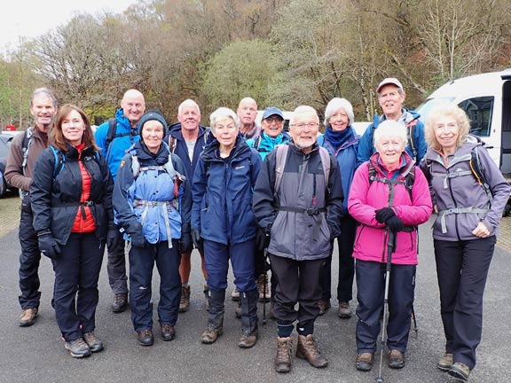 1.Capel Curig -  Llyn Crafnant - Llyn Geirionydd
23/4/23. Ready to start off from the carpark close to Capel Curig.
Keywords: Apr23 Sunday Eryl Thomas