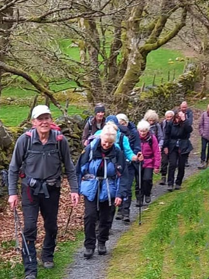 8.Capel Curig -  Llyn Crafnant - Llyn Geirionydd
23/4/23. Close to Nyth Bran and the end of the walk. Photo: Eryl Thomas.
Keywords: Apr23 Sunday Eryl Thomas