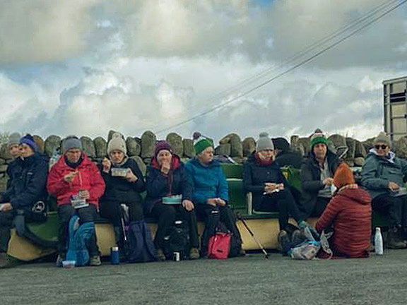 4.Lôn Goed
19/1/2023. Lunch in the shelter of a good stone wall. Photo: Nia Parry.
Keywords: Jan23 Thursday Nia Parry