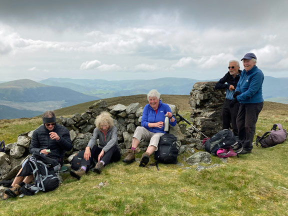 7.Tarren Hills
7/5/23. At the top of Tarren y Gesail at 667 metres. Two of the group decided that the summit was one summit too far. Photo: Annie Andrew.
Keywords: May23 Sunday Gareth Hughes