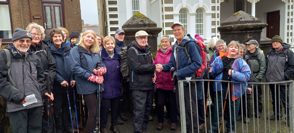 1.AGM Walk
14/3/24. Our newly retired treasurer being thanked by our chairman out side following the AGM. Photo: Eryl Thomas
Keywords: Mar24 Thursday Hugh Evans