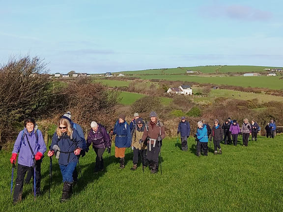 3. Aberdaron - Porth Ysgo
1/2/24. Up from Afon Daron and into a Morfa farm field and then cross the Aberdaron - Rhiw road at Morfa farm, Photo: Eryl Thomas
Keywords: Feb24 Thursday Ann Jones