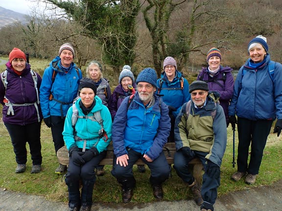 1.Beddgelert-Blaen Nanmor
28/1/24. A quick pose before crossing the bridge and the railway line over to the Fishermen's Path.
Keywords: Jan24 Sunday Hugh Evans