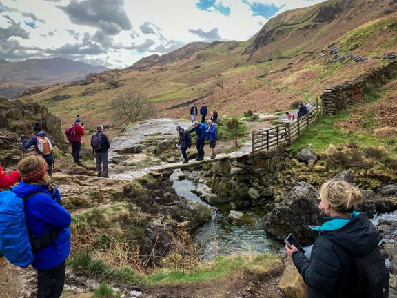 5.Craflwyn - Bethania
24/03/24. Down to the Afon Cwm Llan bridge, then onwards a short distance for lunch.  Photo: Annie Michael.
Keywords: Mar24 Sunday Noel Davey