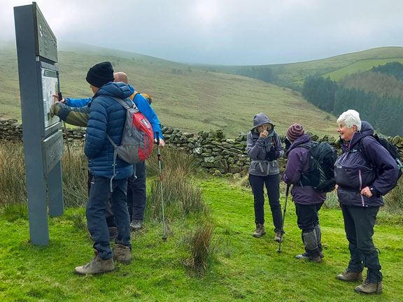 2. Llandrillo - Bwlch Maen Gwynedd.
25/2/24. Into the Open Access land about 1.5 miles from the start. A brief stop to see what the Visitor Information Board has to tell us. Photo: Eryl Thomas.
Keywords: Feb24 Sunday Eryl Thomas