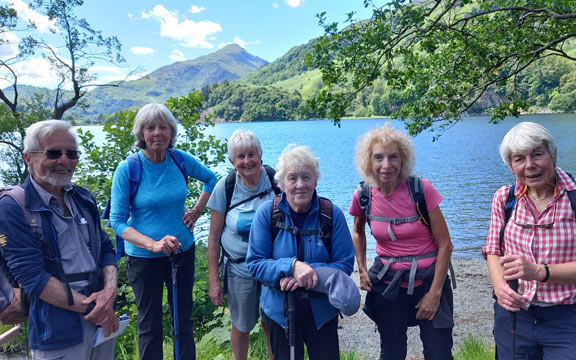 6.Gelli Iago - Cwm Llyn Edno - Llyn Gwynant
16/6/24. finally at Llyn Gwynant before the trek up, over and back to Gelli Iago. Photo: Eryl Thomas.
Keywords: Jun24 Sunday Noel Davey Hugh Evans