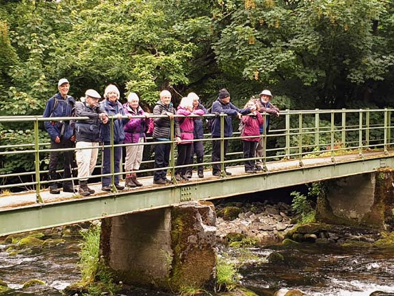 7.Tal-y-bont  -  Bryn Hall
30/6/24. All lined up on the bridge across Afon Ogwen close to Felin Cochwillan.
Keywords: Jun24 Sunday Dafydd Williams
