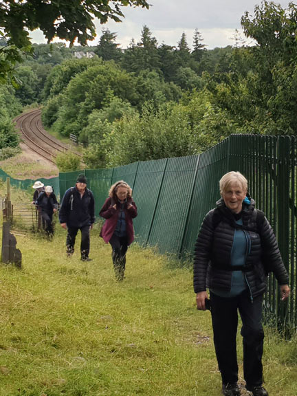 8.Tal-y-bont  -  Bryn Hall
30/6/24. Just outside Tal-y-bont and walking alongside the Bangor - Chester railway line.
Keywords: Jun24 Sunday Dafydd Williams