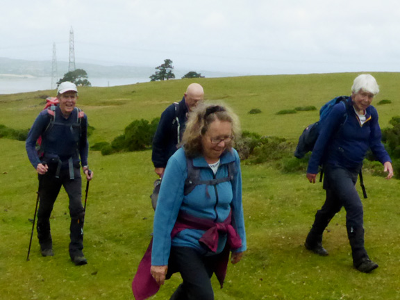 4. Tal-y-bont  -  Bryn Hall
30/6/24. Walking along open access land on the lower reaches of Moel Wnion. Photo: Gwynfor Jones.
Keywords: Jun24 Sunday Dafydd Williams