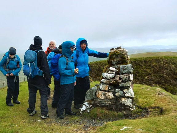 5. Glasgwm - Drysgol
1/6/25. Memorial cairn to airman killed by lightning Drws Bach / Drysgol   Looking south to Pen yr Allt Uchaf. Photo: Eryl Thomas.
Keywords: Jun25 Sunday Adrian Thomas