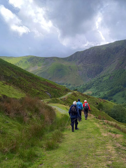 6. Glasgwm - Drysgol
1/6/25. walking down into Hengwm valley on side of Pen yr Allt Uchaf looking west towards Glasgwm ridge/plateau (the outward route). Photo: Eryl Thomas.
Keywords: Jun25 Sunday Adrian Thomas