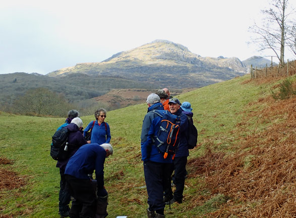 4. Llan Ffestiniog River Valleys and Falls
27/02/25. A short break while the rest of the group catch up just outside of Coed Ty-isaf with the Moelwynion in the background.
Keywords: Feb25 Thursday Noel Davey