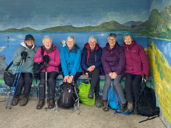 6.  Llwyngwril - Fairbourne / Barmouth
27/3/25. At Fairbourne rail station waiting patiently for the train which is due in one hour. Photo: Nia Parry.
Keywords: Mar25 Thursday Noel Davey Judith Thomas Meri Evans