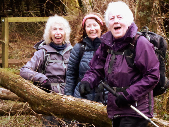 3. Mariners' Trail
09/02/25. Emerging from a rather wet bit of woodland called Coed Mynydd-Meilian. Photo: Gwynfor Jones.
Keywords: Feb25 Sunday Debbie Lucas Sally Kettle