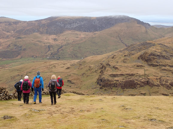 6. Moel Hebog - Moel Ogof - Moel Lefn.
2/3/25. Starting the descent down to Bwlch Meillionen and lunch.
Keywords: Mar25 Sunday Gareth Hughes