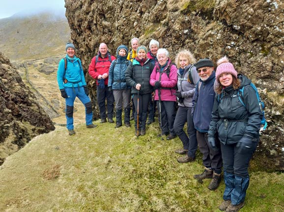 8. Moel Hebog - Moel Ogof - Moel Lefn.
2/3/25. Photo: Eryl Thomas. The main group starting their climb up Moel y Ogof.
Keywords: Mar25 Sunday Gareth Hughes