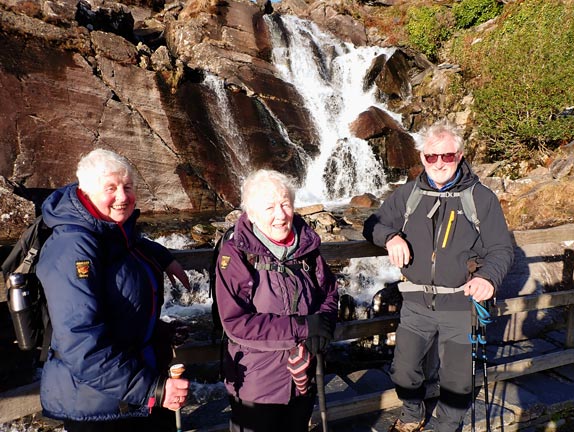 5. Tanygrisiau - Moelwynion
Nearly at the end of the walk. The traversing group standing in front of the Cwmorthin Falls. Heavy rain had made them very impressive.
Keywords: Jan25 Saturday Gareth Hughes