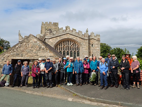 1. Clynnog Fawr - Caeau Tanybwlch - Henbant-bâch
18/6/26. Standing outside the grounds of St Beuno's Church in Clynnog Fawr ready to start our walk.
Keywords: Jun26 Thursday Jane Logan
