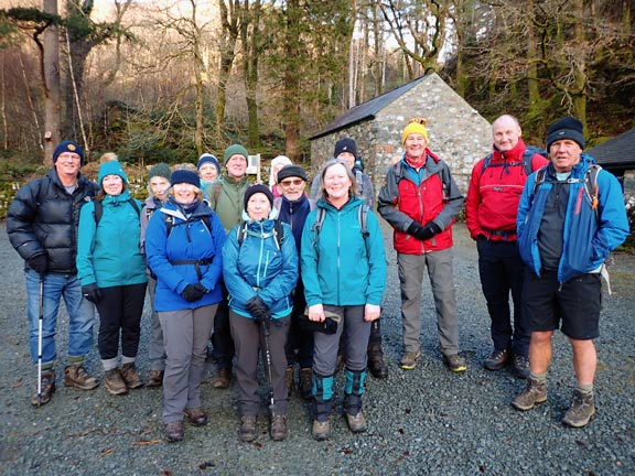 1. Craflwyn - Watkin Path - Llyn Dinas Circ.
25/1/26. At the start in the Craflwyn Hall car park.
Keywords: Jan26 Sunday Selina Thomas Hugh Evans