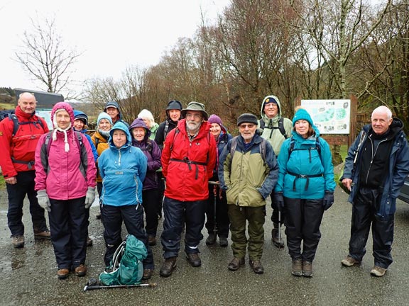 1. Dolwyddelan - Ty Mawr Wybrnant circ
8/2/26. The group photograph at the start of the walk in the station car park in Dolwyddelan.
Keywords: Feb26 Sunday Gwynfor Jones